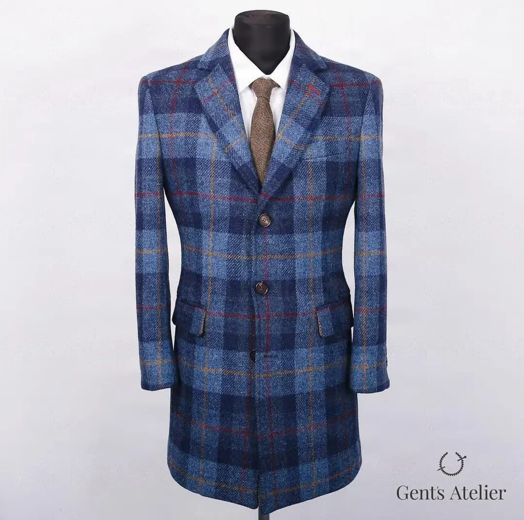 Клетчатое пальто из ткани Harris Tweed - Спереди