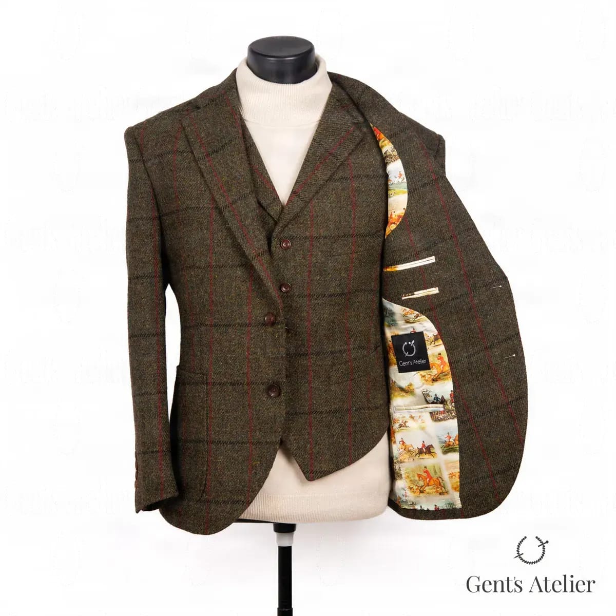 Костюм-тройка из твида Harris Tweed - Спереди
