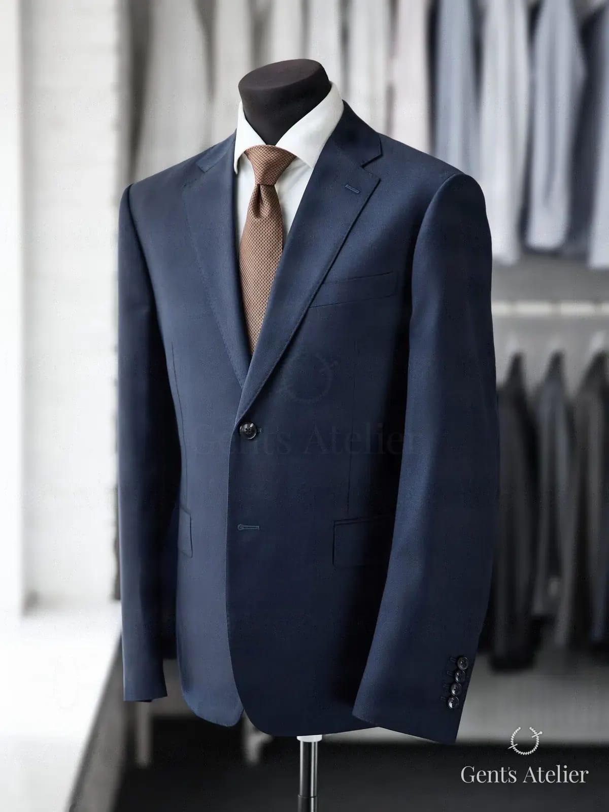 Синий костюм-двойка из ткани Ermenegildo Zegna - Спереди