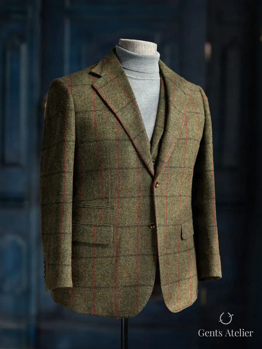 Твидовый костюм-тройка из ткани Harris Tweed